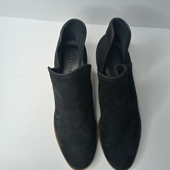 Lucky Brand Baley Black Perforated Leather Booties - Picture 2 of 8